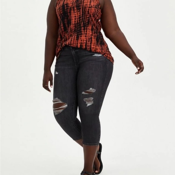 TORRID TIE-DYE SLEEVELESS SPLIT NECK HERITAGE SLUB CLASSIC FIT TANK Sz 6X - Picture 6 of 7